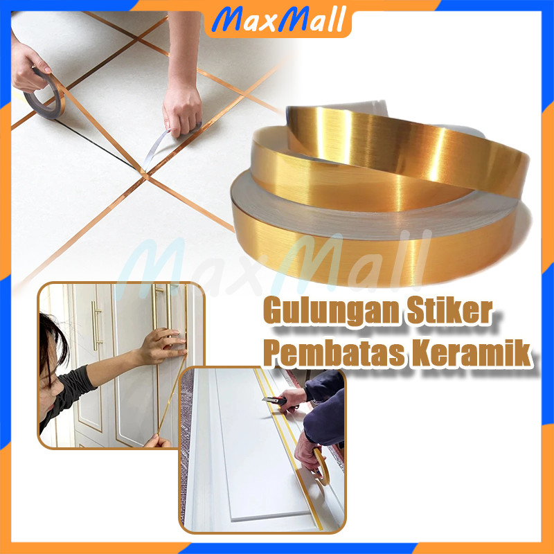 50Meter Lebar 2CM Pembatas Nat Keramik Gulungan Sticker Dekorasi Lantai Diy Water Proof Wall Tile Li