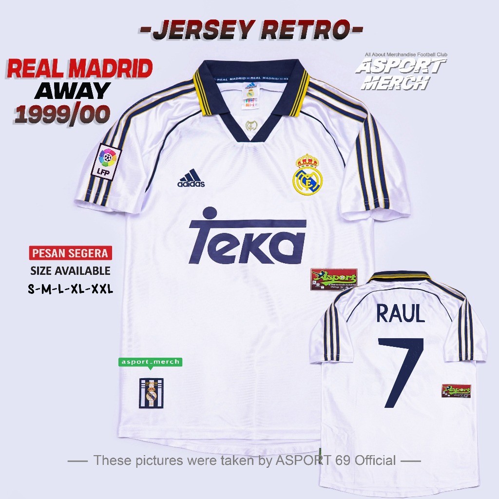 ASPORT MADRID HOME 1999 2000 MADRID RETRO TEKA WHITE 99 2000