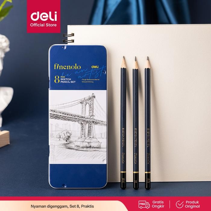 

Deli Sketch Pencil Set / Pensil Sketsa Gambar isi 8 Box Metal EC26 Alat Kayu - EC26, Standar