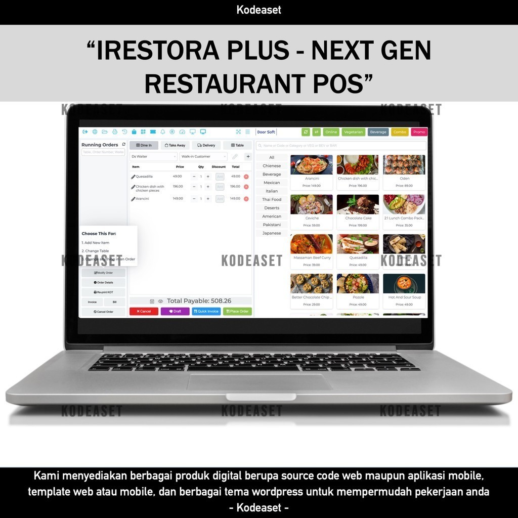 SOURCE CODE APLIKASI WEB IRESTORA PLUS - NEXT GEN RESTAURANT POS D289 KODEASET