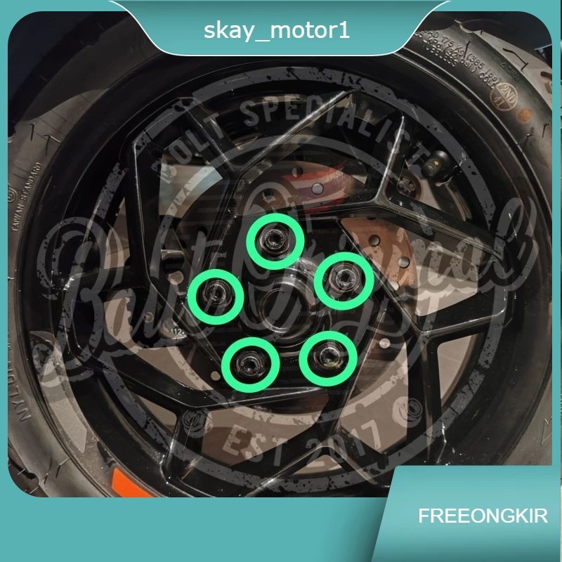 HARGA 5 BAUT baut roda velg depan vespa matic sprint primavera s125 lx gts 2 kunci stainless origina