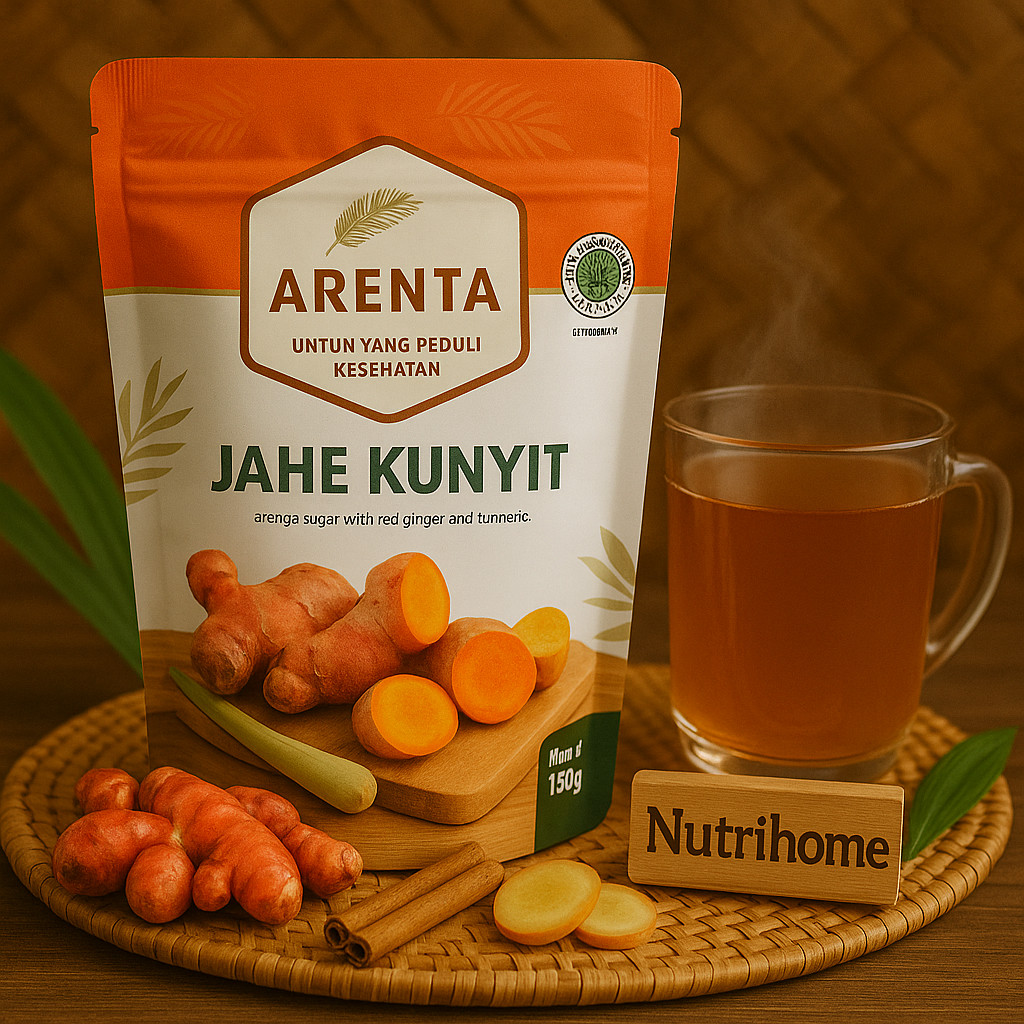 

Arenta Jahe Kunyit 250 Gram – Minuman Herbal Sehat dari Gula Aren, Jahe Merah & Kunyit Alami