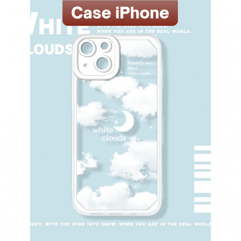 Casing Iphone Aesthetic White Cloud Case Bening Clear Case Iphone 13 12 11 PRO MAX 14 15 PLUS XS XR 