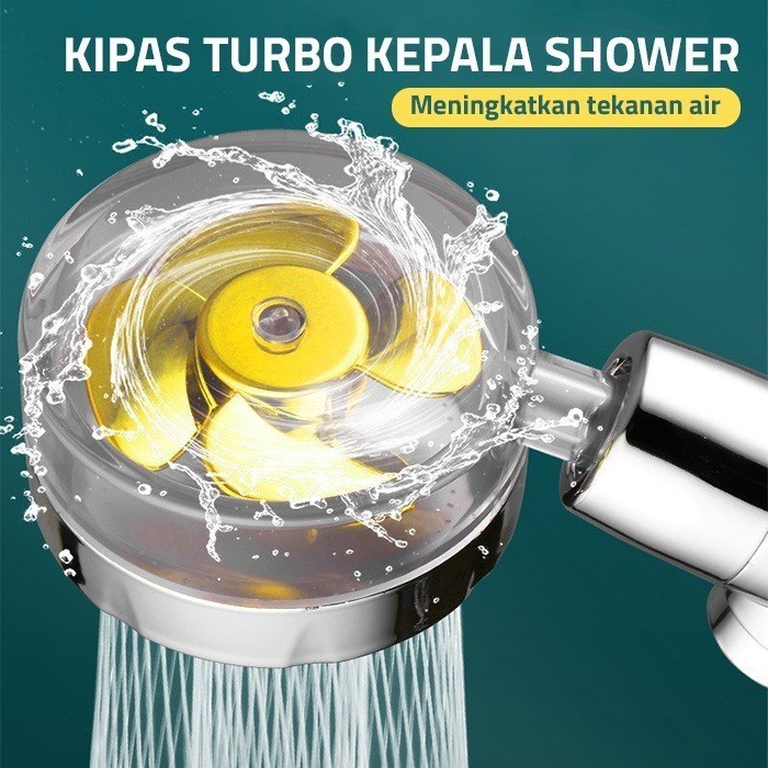 New Kepala Shower Kipas Turbo Fan Shower Head ON OFF Kipas Turbo Hemat Air premium