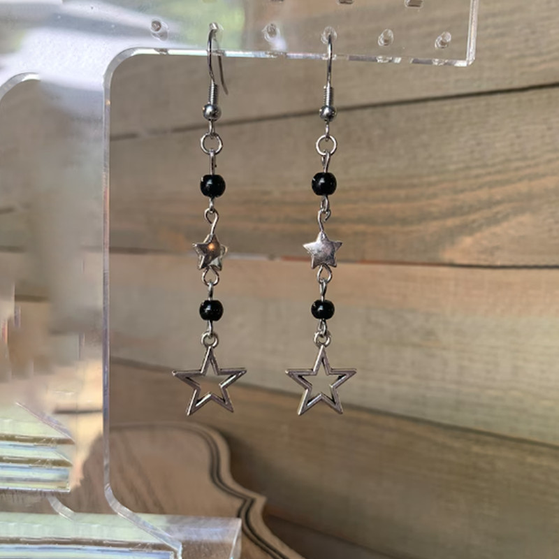 black star dangle earrings y2k