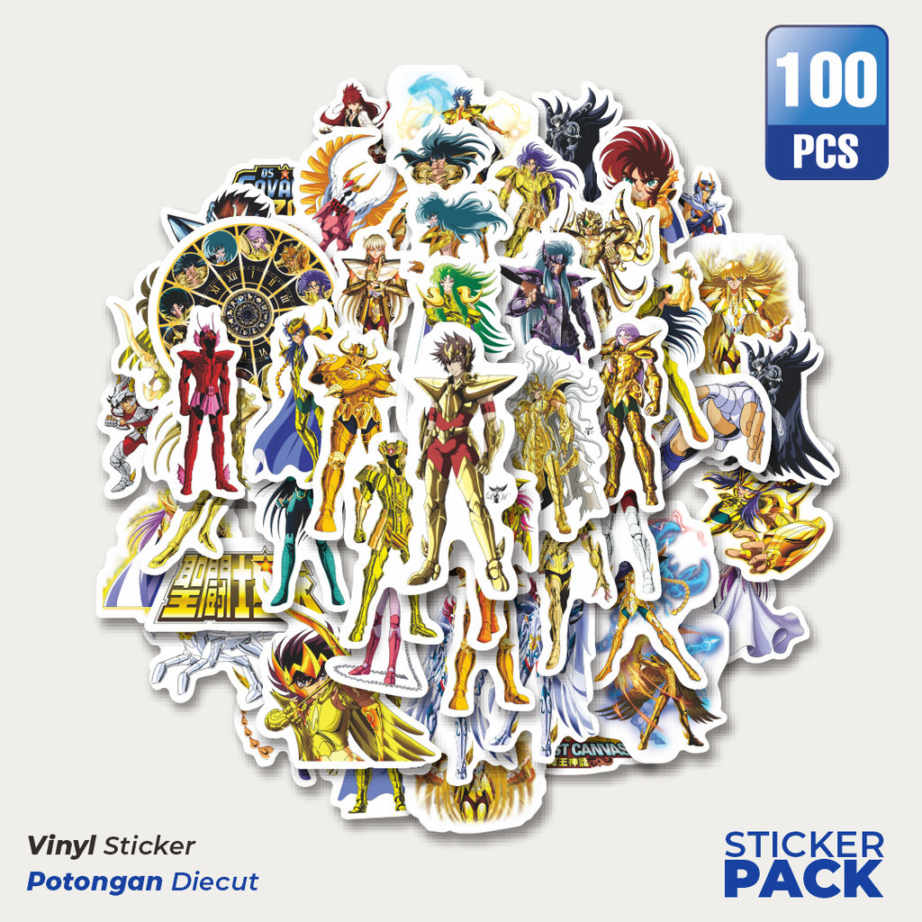 

100 PCS STIKER Anime Saint Seiya Waterproof Aesthetic- Untuk Laptop, Motor, dan Helm - Paper Stationery Pack