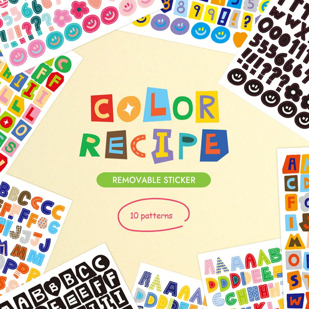 

10pcs/Set Colorful Alphabet & Number Sticker For Diy Scrapbook Decoration, Water-Resistant With No Trace