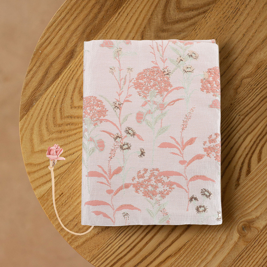 

Fabric A5 Book Cover Pink Dandelion Cloth Notebook Protector Adjustable Strap Students Protective Sleeve Decorative Covers