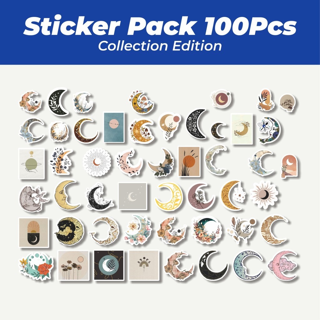 

Hot Stiker Moon/Bulan Aesthetic Lucu Anti Air Stikers Berperekat Waterproof Sticker Decal Buat Motor Helm Buku Journal Koper Casing HP Laptop Botol Minum