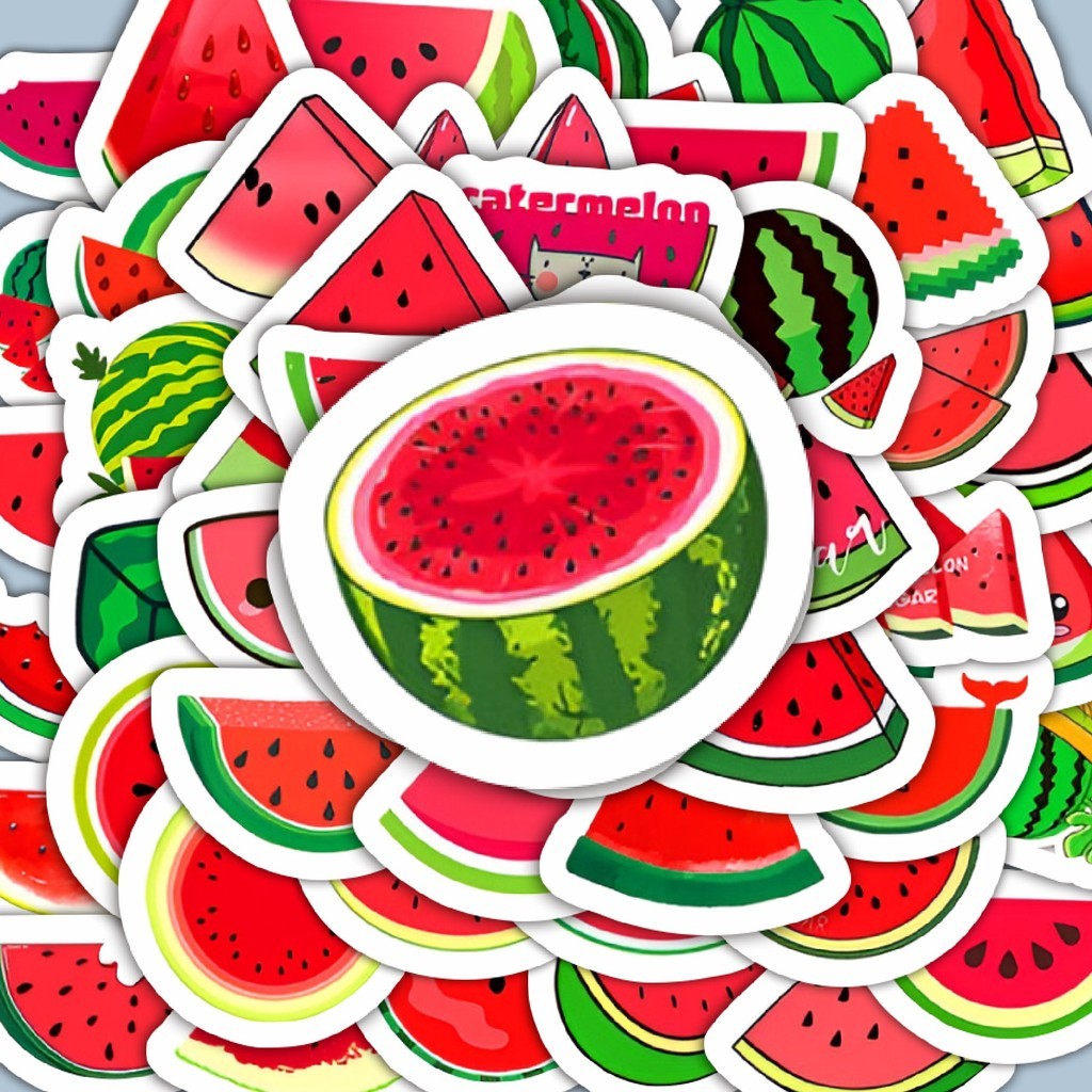 

100PCS Lucu Stiker Watermelon [Semangka] Stiker Aesthetic Stiker Anti Air Stikers Berperekat Waterproof sticker decal buat Motor Helm Buku Journal Koper Casing HP Laptop Botol Minum Hadiah anak