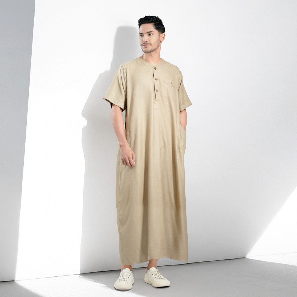 TERLARIS Muslimadani Jubah Dewasa SYAFIQ Gamis Pria Lengan Pendek