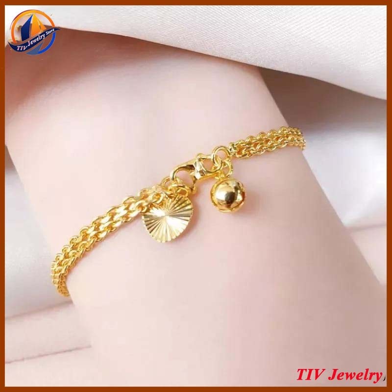 promo....gelang rantai double emas asli 24k kadar 99,9 ada surat dapat dompet juga