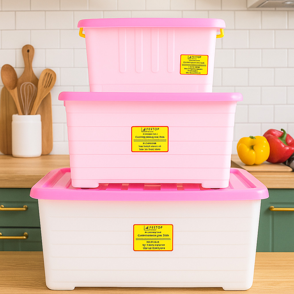 BOX CONTAINER JUMBO Kotak Plastik Serbaguna 156 Liter Putih Kontainer Box Plastik + Roda