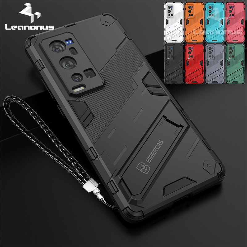 VIVO X60 Pro Plus / V30 Pro / IQOO 12 / X100 X90 X80 Pro Kasus dengan Stand Holder Super Armor Silik