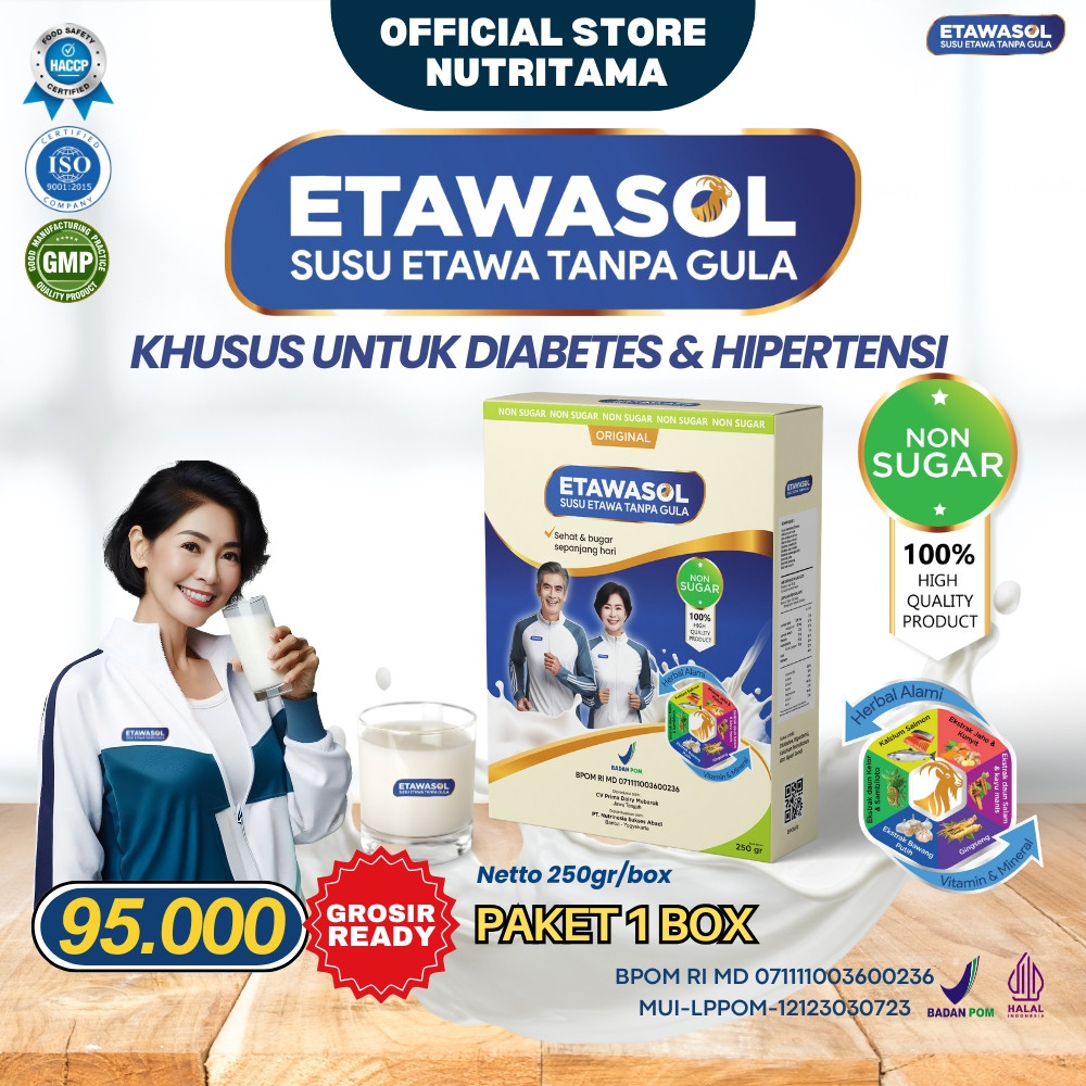 

Etawasol Susu Kambing Bebas Gula Anti Diabetes, Hipertensi, Nyeri Sendi dan Pernafasan - Paket 1 Box