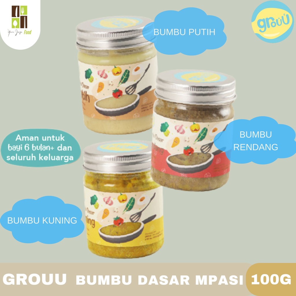 

Grouu Bumbu Dasar Masak MPASI 100g / Bumbu Kuning / Bumbu Putih / Bumbu Rendang / No MSG / Bumbu Asli / Untuk anak