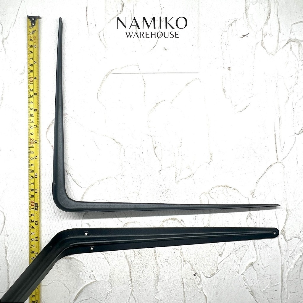 GROSIR 12 set Siku rak penyangga dinding hitam 12 x 14 inch NAMIKO WAREHOUSE