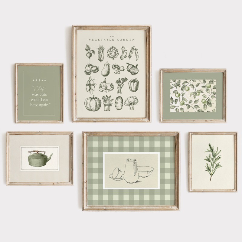 

Minimalist Vegetable Canvas Wall Art Sage Green Kitchen Decor Vintage Onion Carrot Print Farmhouse Botanical Poster Dining Room