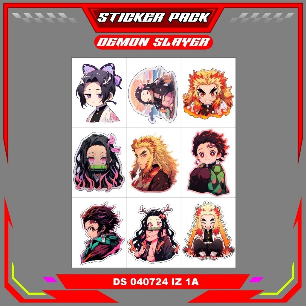 

Stiker Sticker Setiker Setikker Pack UV DTF Motif Demon Slayer Hitam Kuning P45