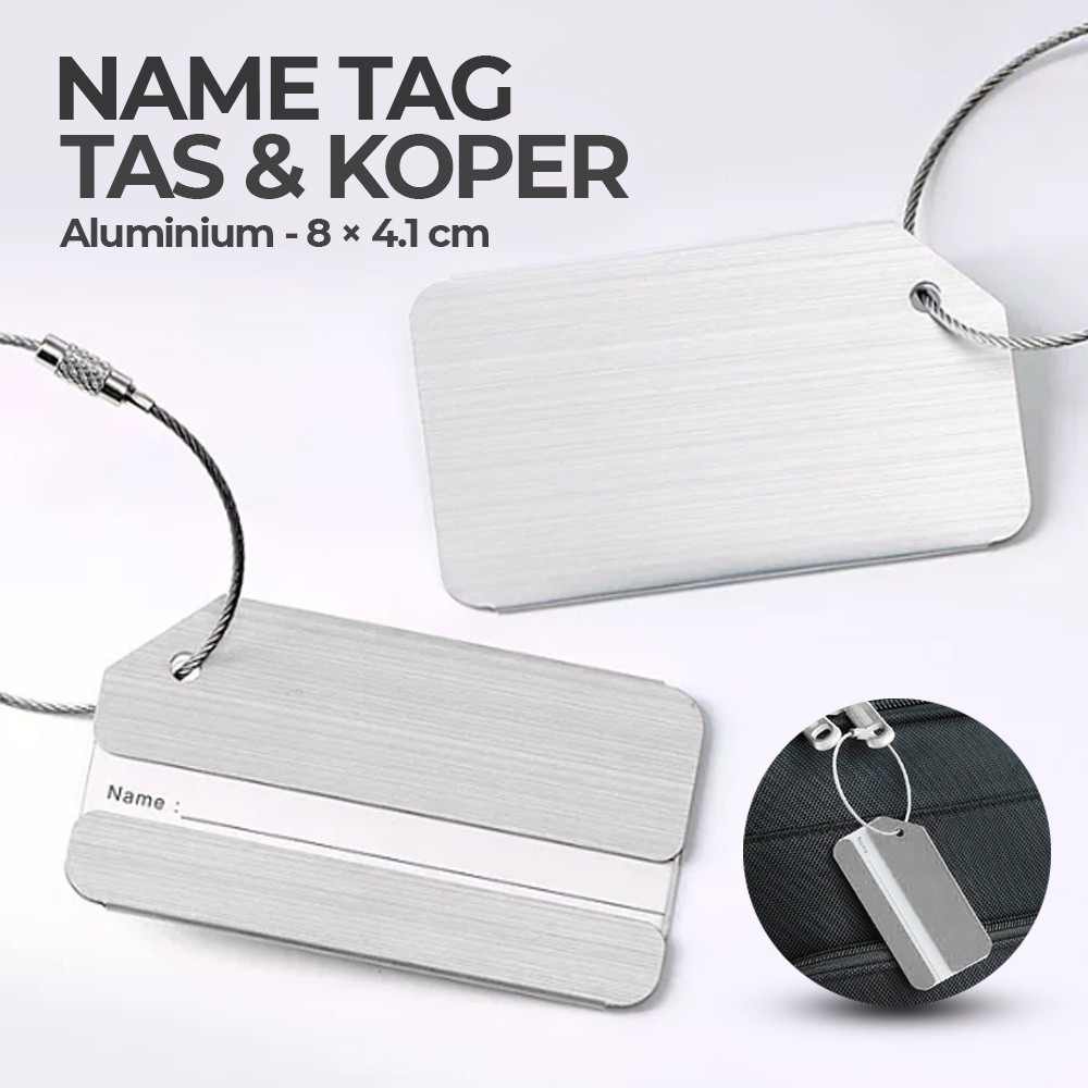 Name Tag Koper Bagasi Aluminium Gantungan Identitas Label Nama Penanda Tas Ransel Travel Aluminium