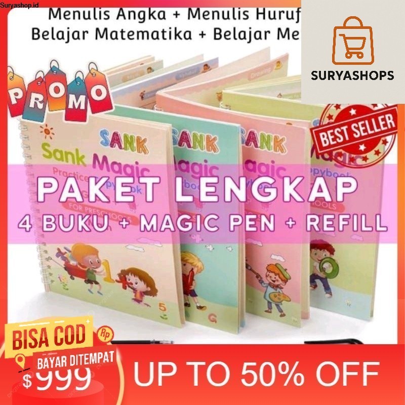 

*SANK MAGIC PRACTICE COPYBOOK PAKET BUKU AJAIB 4PCS EDUKASI BELAJAR ANAK
