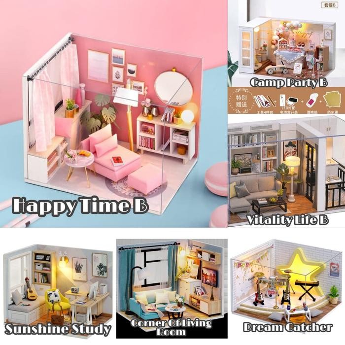 Miniatur Rumah Rumah Boneka DIY Miniature House Doll House DIY - Happy Time B