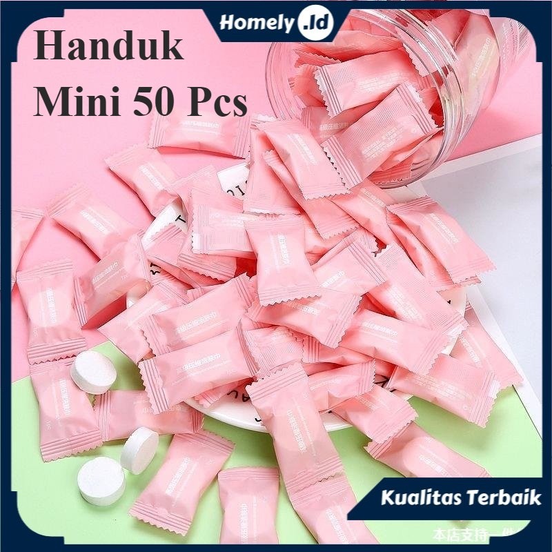 Handuk Kecil 50 PCS Handuk Mini Untuk Muka Tangan Lembut Traveling Tisu Tissue Basah Bentuk Permen