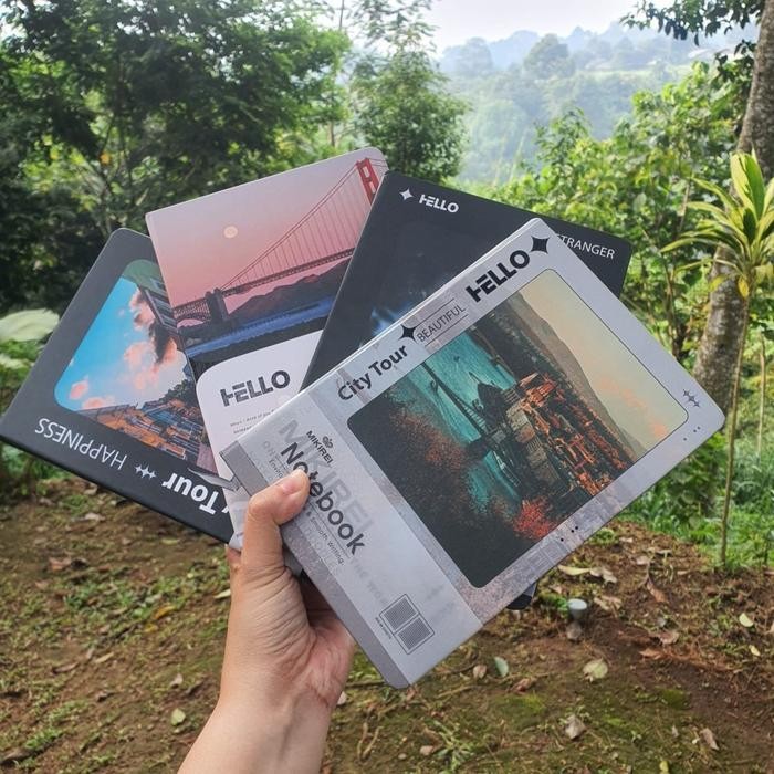 

MIKIREI A5 Hardcover Notebook | Notebook Diary Planner Journal Catatan Aesthetic Bergaris - Pale Pink Rose