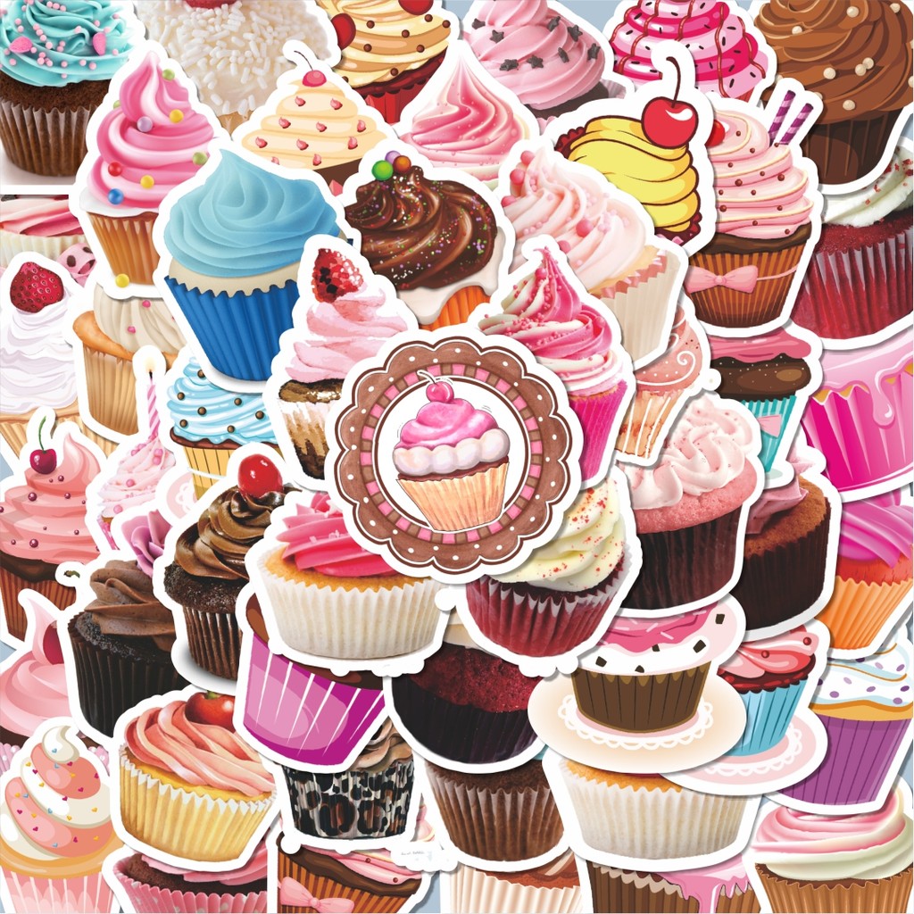 

100PCS Lucu Stiker Delicious Cakes [Kue Lezat] Stiker Aesthetic Stiker Anti Air Stikers Berperekat Waterproof sticker decal buat Motor Helm Buku Journal Koper Casing HP Laptop Botol Minum Hadiah anak