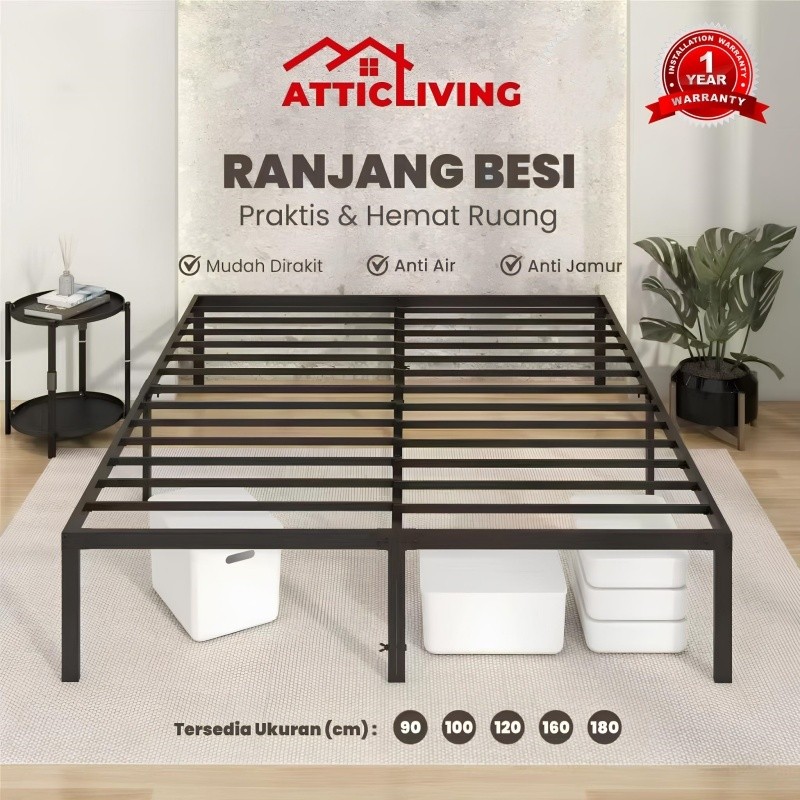 ATTICLIVING Basicbed /Classicbed Series/Tatakan Divan Besi Bisu Ekonomi / Ranjang Besi Divan Kasur /