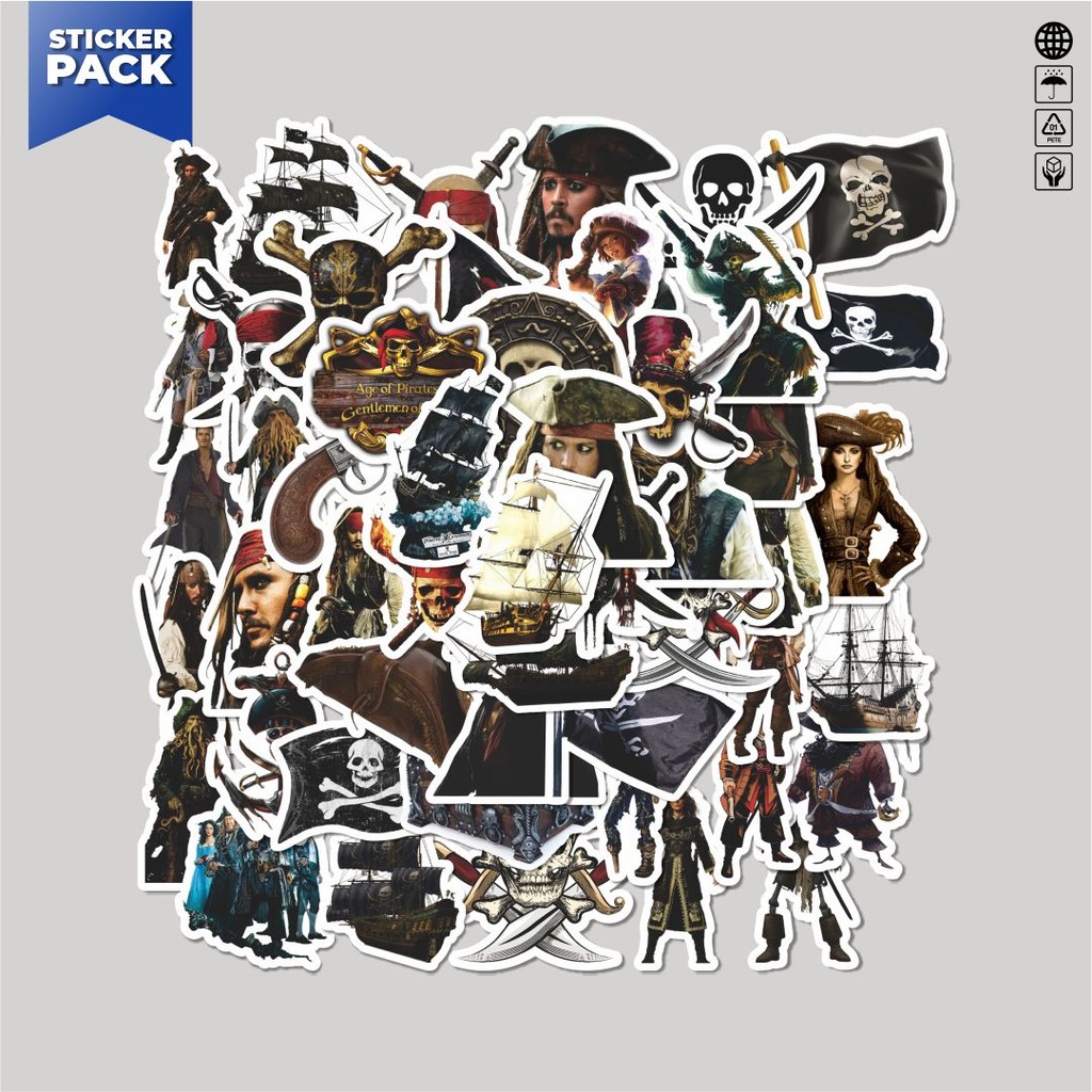 

[100PCS]Stiker Pack Stiker Pirate Series [Seri Bajak Laut] Aesthetic Vinyl Anti Air Dekorasi Sticker Laptop Buku Journal Koper Helm Casing HP Gitar Helm Skateboard