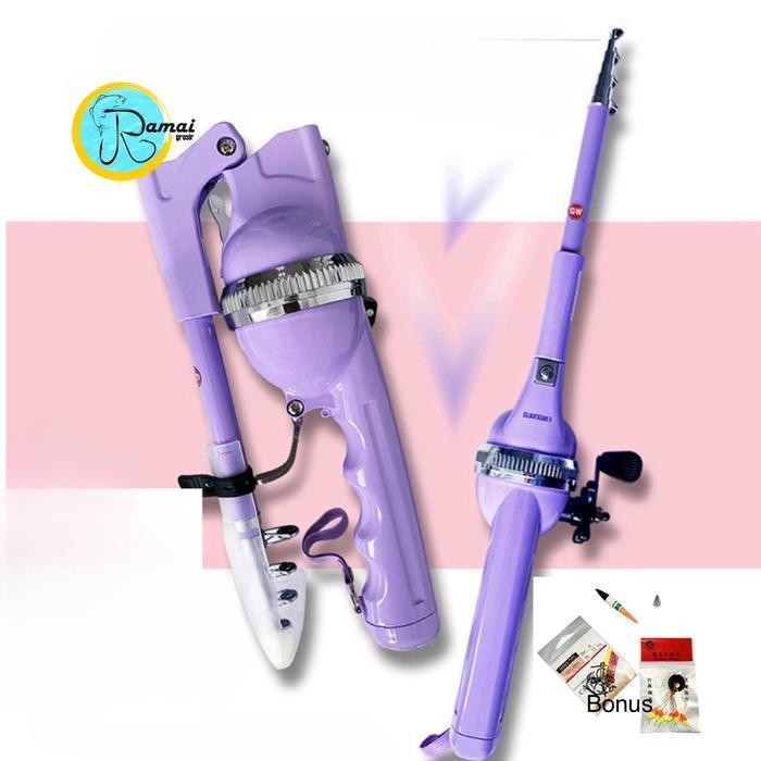 Joran Pancing Lipat joran Portable Lipat Foldable 1.3m bonus - joran lipat 1.3m