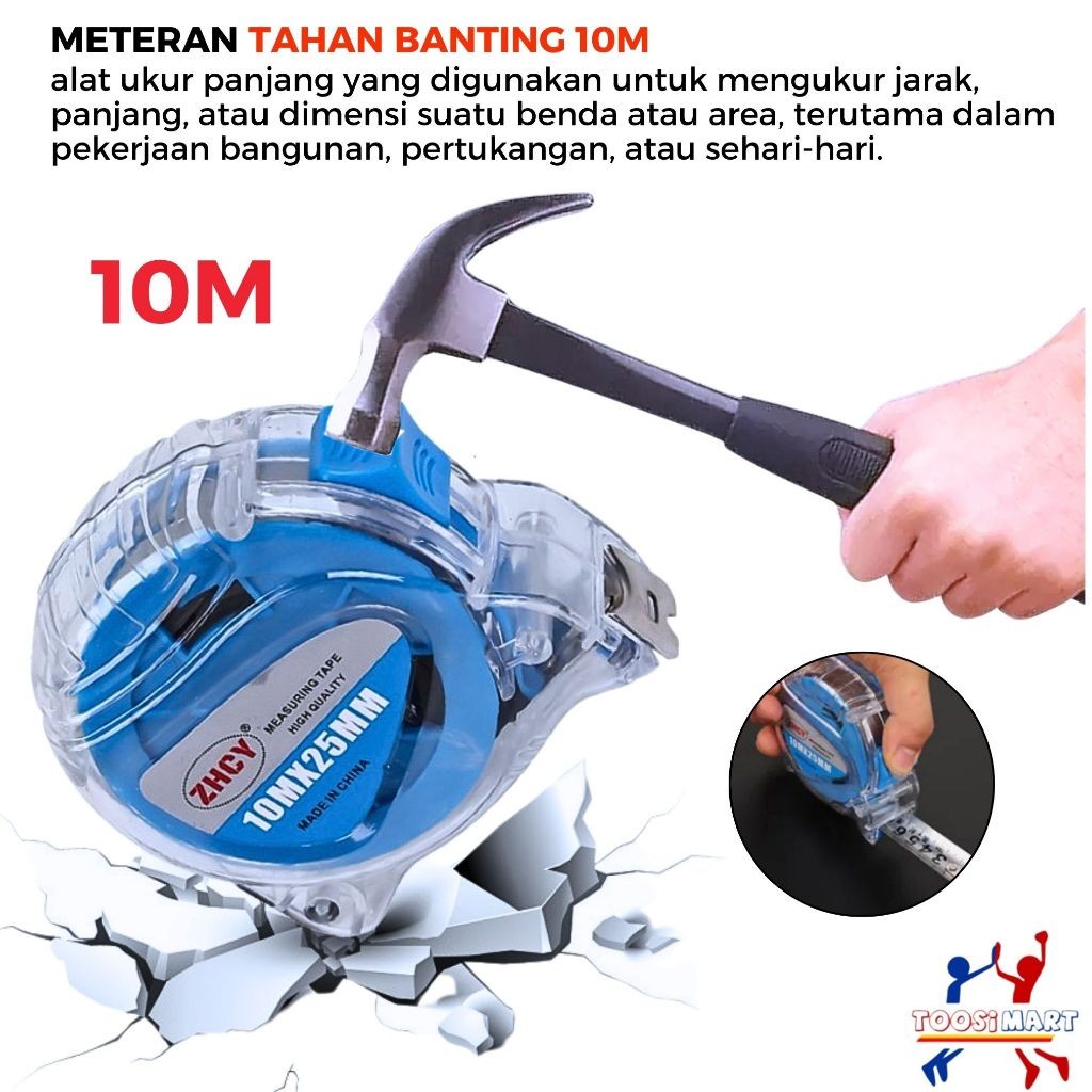 10M Meteran Tukang Pita Meteran Anti Karat Berteknologi Tinggi / Meteran Tukang Tahan Banting