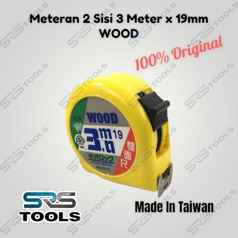 WOOD Meteran 3 Meter - Roll Meter 2 Sisi Bolak Balik 3M