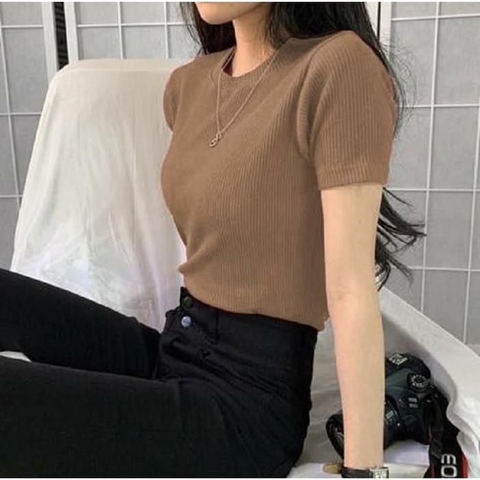 turtleneck lengan pendek / Atasan Wanita Lengan Pendek / turtleneck pendek viral korea