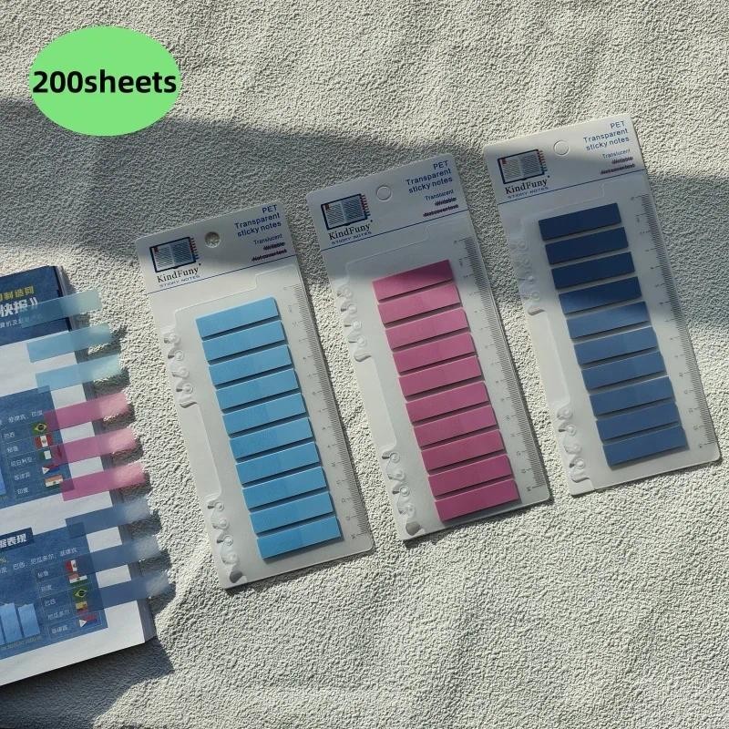 

200 Sheets Transparent Sticky Notes Self-Adhesive Reading Annotation for Books Notepad Bookmarks posted It Memo Pad Index Tabs