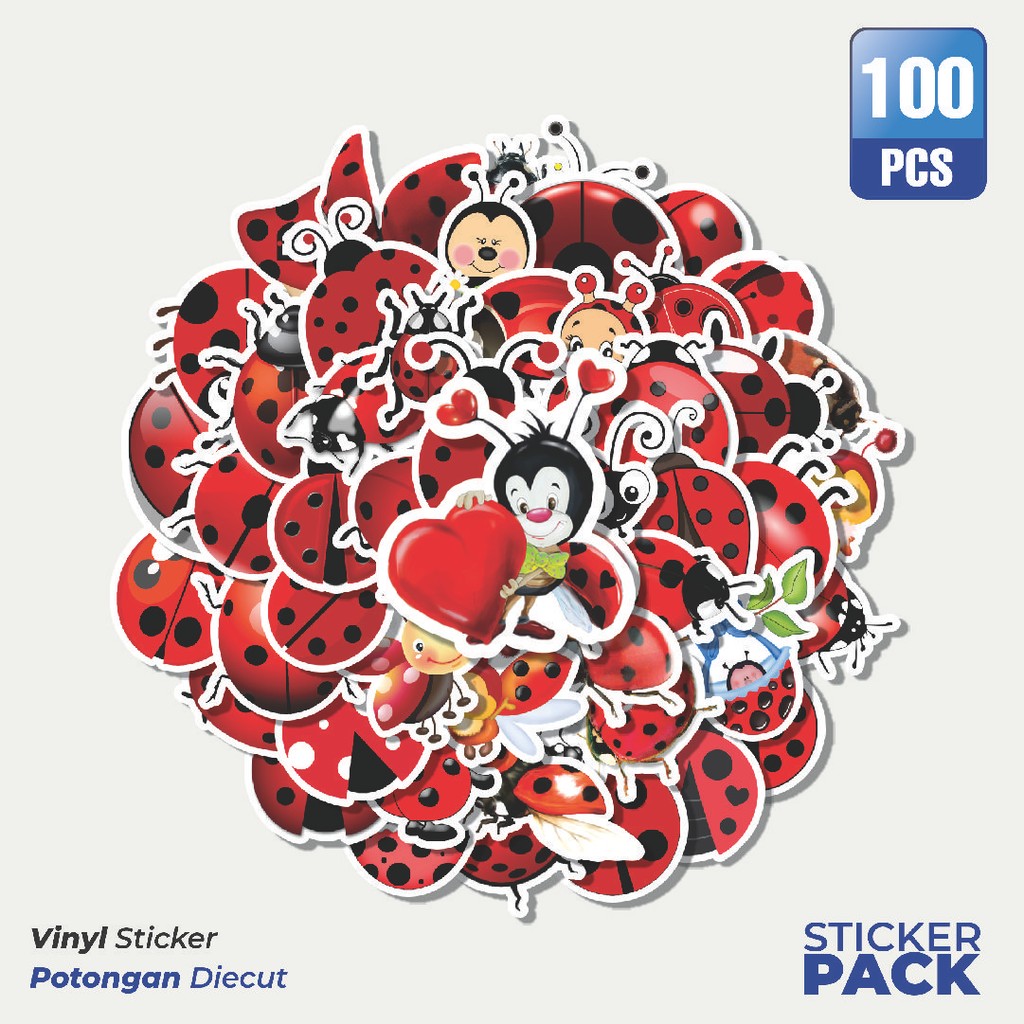 

Super Hemat! 100 PCS Stiker Ladybug/Ladybird Series 1 Waterproof Aesthetic- Untuk Laptop, Motor, dan Helm - Paper Stationery Pack