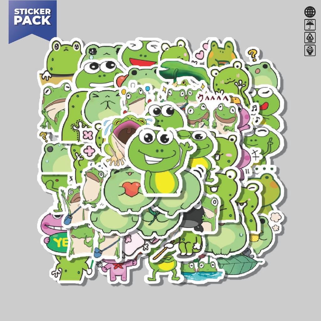 

[100PCS]Stiker Pack Stiker Kawaii Frog Series E [Katak] Aesthetic Vinyl Anti Air Dekorasi Sticker Laptop Buku Journal Koper Helm Casing HP Gitar Helm Skateboard