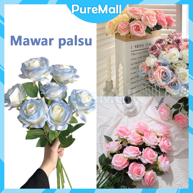 Imitasi Bunga Mawar Palsu Mawar Palsu Dekorasi Ruangan