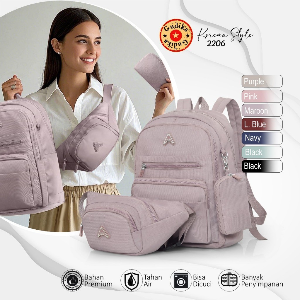 FAL.SHOP GUDIKA Bags 2206 - Everyday With Waterproof Backpack - Tas Ransel Wanita/Pria - Tas Punggun