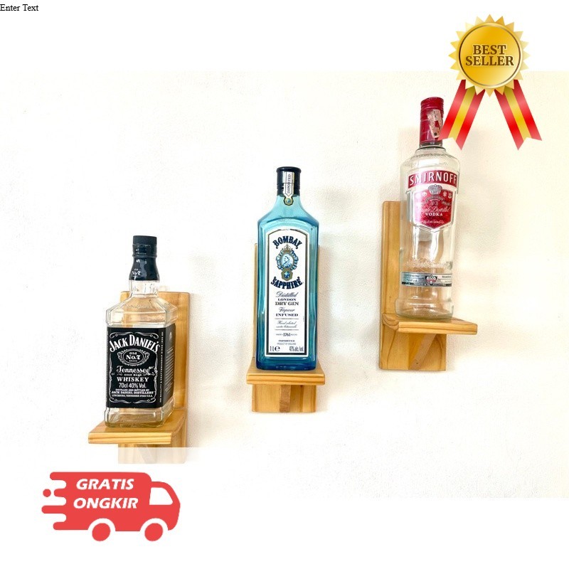 [PROMO] Rak Dinding untuk Botol Pialas pot gelas bunga hiasan dinding simpel dan kuat dari kayu asli