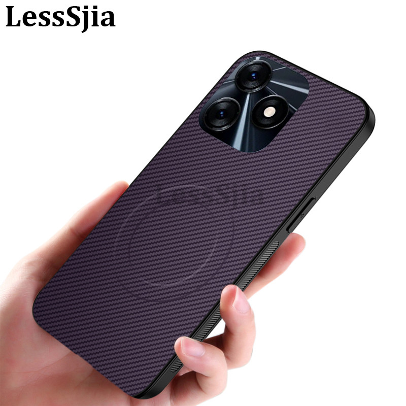 Phone Cover Tecno Spark 10 Pro Plus 10C 40C Spark Slim Spark 40 Carbon Fibre Hard Lens Protect Magne
