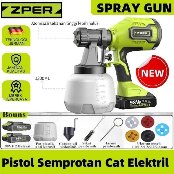 New ZPER Alat cat Semprot  listrik spraygun cordless 800W Min Electric SprayGun Baterai Kompresor mi