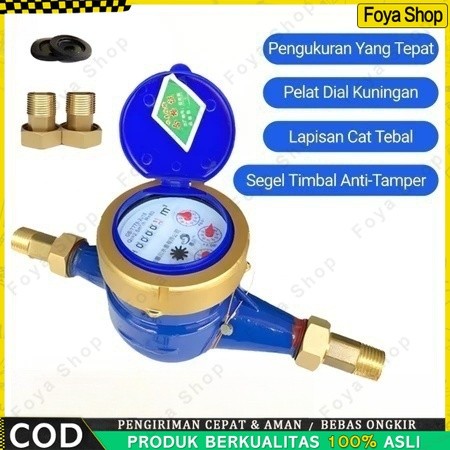 Meteran Air PDAM SNI 1/2" Body Besi Water Meter Ledeng PDAM 0.5 Inch Meteran PDAM Flow Meter