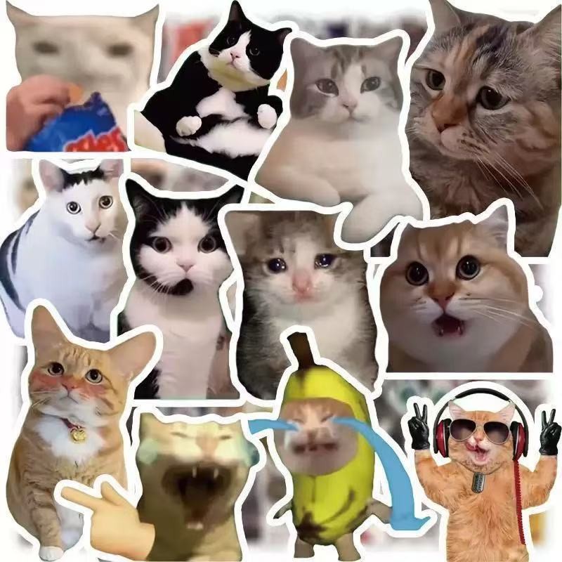 

3000PCS Kawaii Love Cat meme PVC Sticker Aesthetic Children's Korean Decoration Scrapbooking Stationery School Supplies for Kids