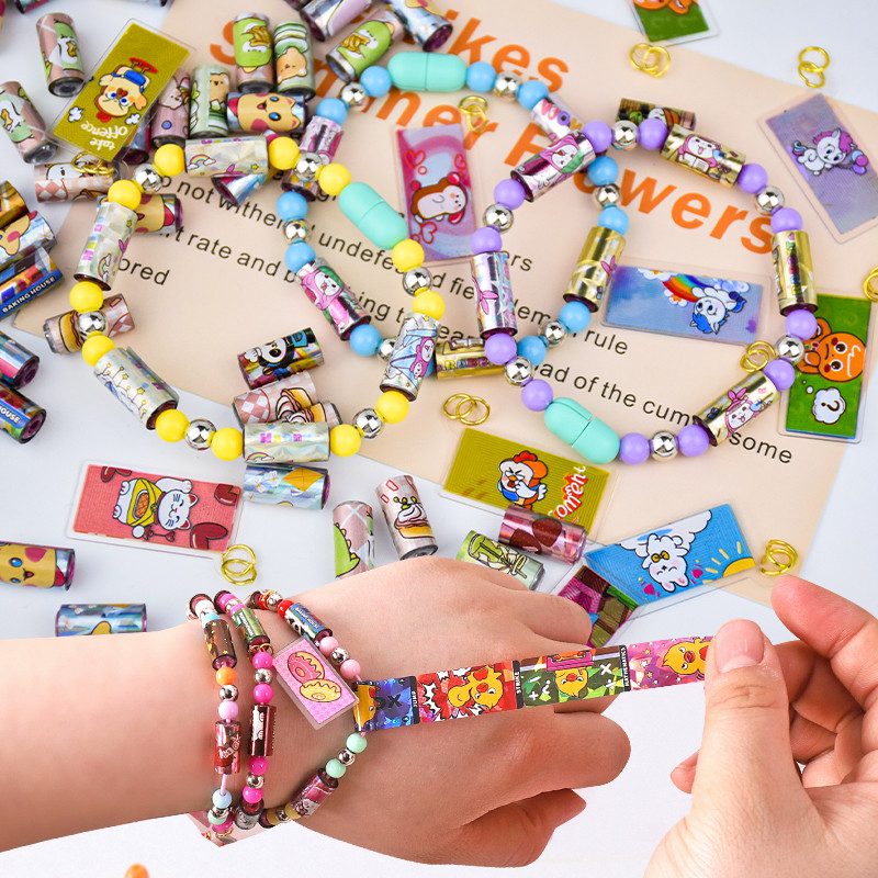

70/140 pcs hot selling kids children toy sticker creative funny stationery stick rolls Sticker bracelet colorful