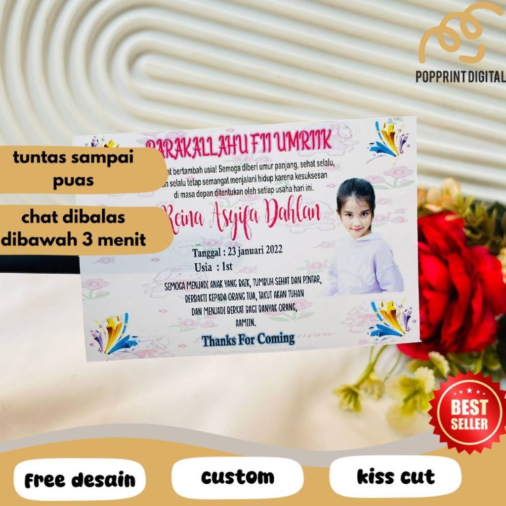 

PpD Sticker Label Hampers Ulang Tahun Persegi Stiker Undangan Birthday Ultah Anak Print Custom