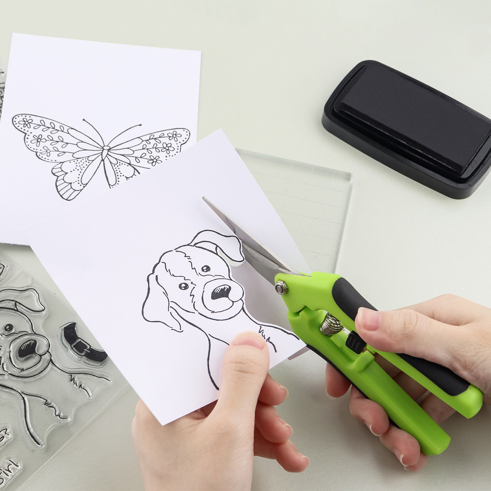 

1Pcs Spring-Loaded Craft Shears with Blades Multi-use Ergonomic Spring-Action Scissors For Scrapbooking Cardmaking Cutting Tools