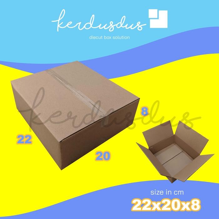 

22X20X8 cm kardus box karton kotak packing packaging POLOS SHEET