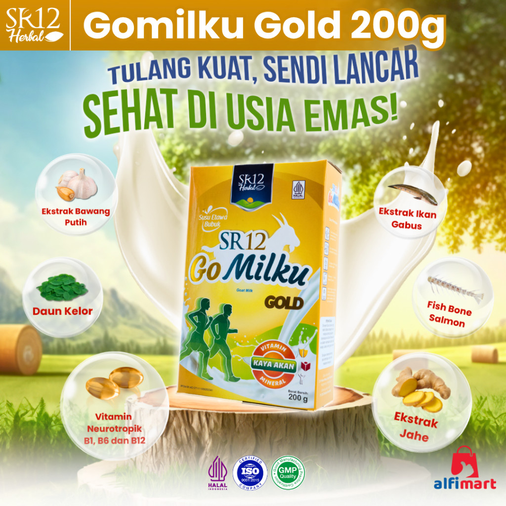 

SR12 Gomilku Gold 200g 200 gram Susu Kambing Etawa PREMIUM untuk Lansia / Susu Bubuk Go Milku Gold 200 g